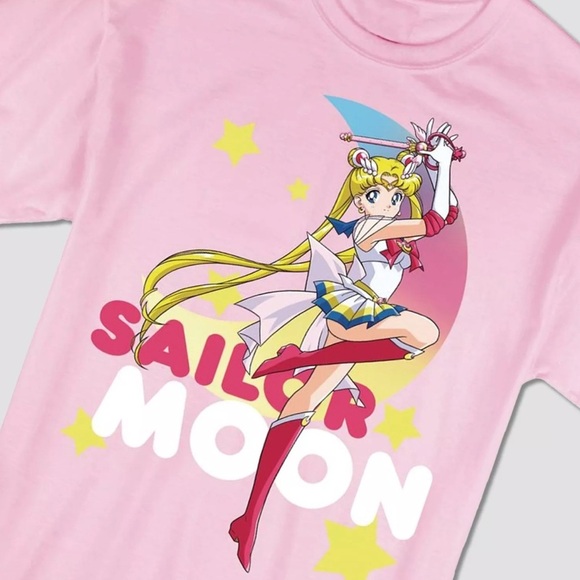 SAILOR MOON Pink Unisex T-Shirt - Cute Short Sleeve Graphic Tee - Picture 2 of 6